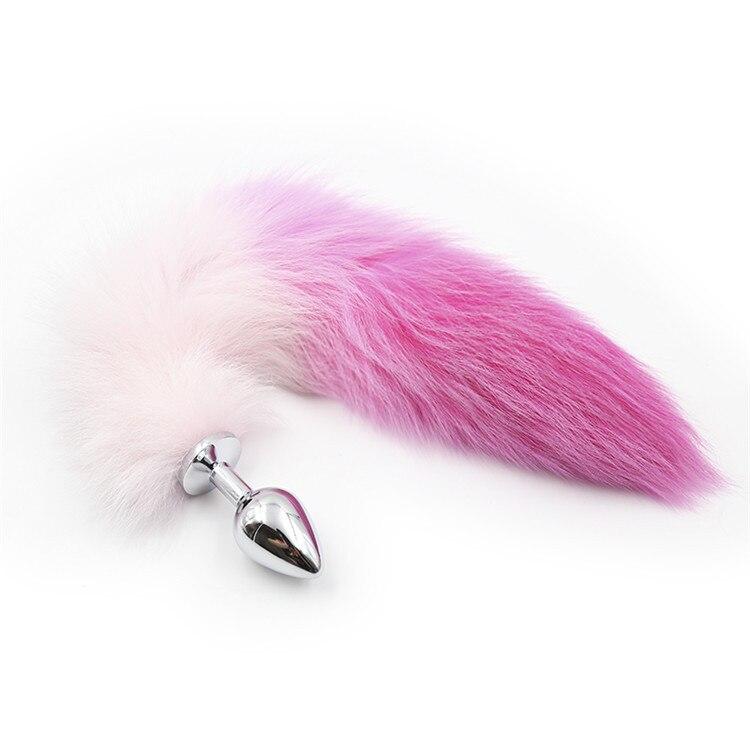 Anal Plug Fox Tail Pink And White