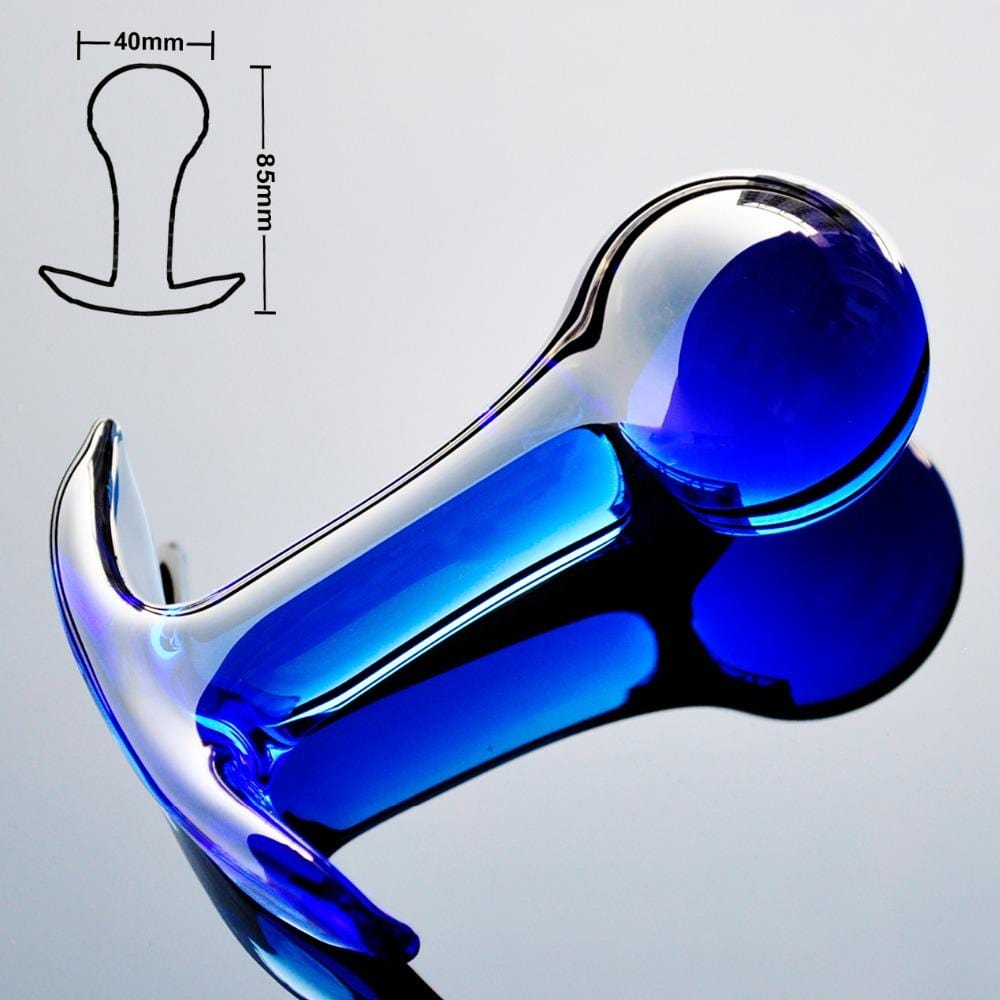 Glass Anal Plug Blue Anchor