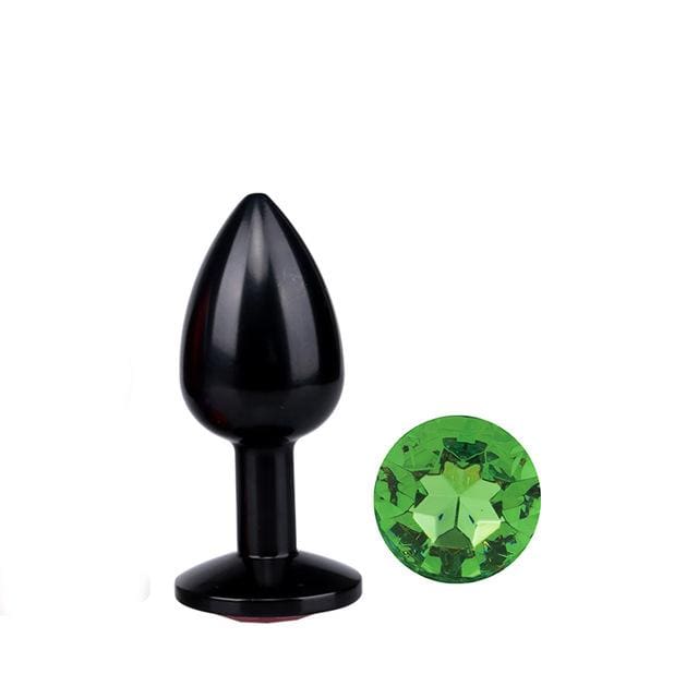 Metal Anal Plug Black Diamond Green