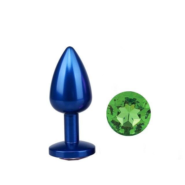 Metal Anal Plug Diamond Blue Green