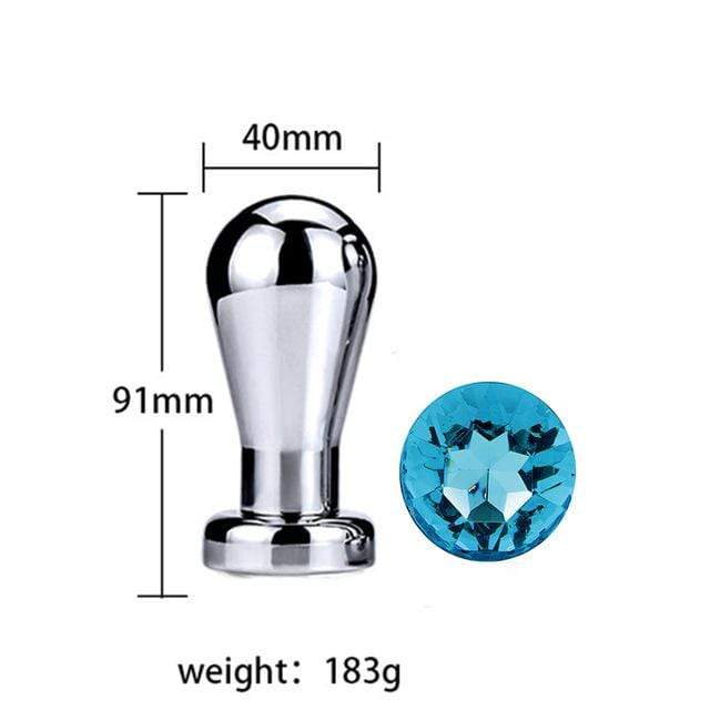 Metal Anal Plug Light Blue Diamond Bulb