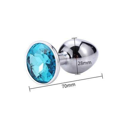 Metal Anal Plug Light Blue Diamond