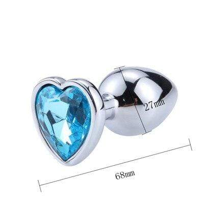Metal Anal Plug Metal Diamond Heart Azure Blue