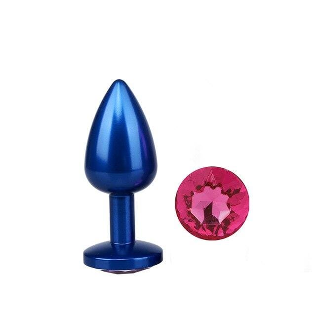 Metal Anal Plug Pink Diamond Blue