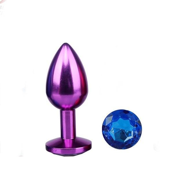 Metal Anal Plug Purple Diamond Blue