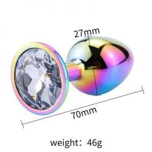 Metal Anal Plug Rainbow Diamond Crystal