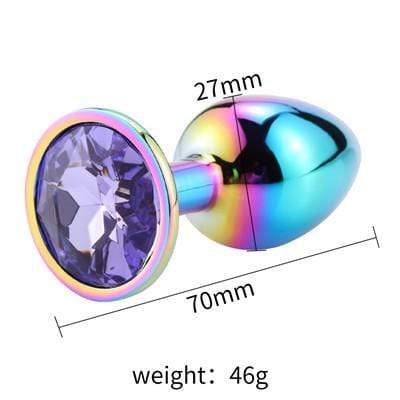 Metal Anal Plug Rainbow Diamond Light Purple