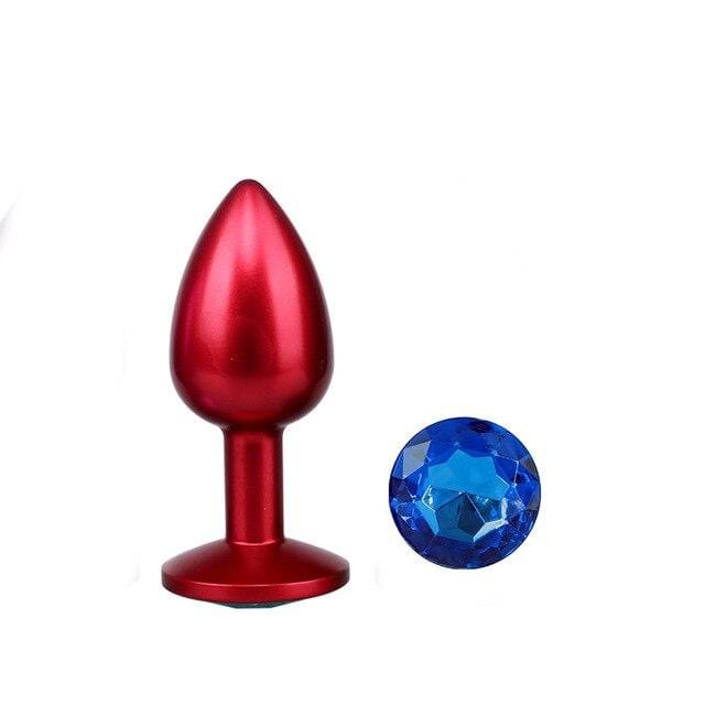 Metal Anal Plug Red Diamond Blue