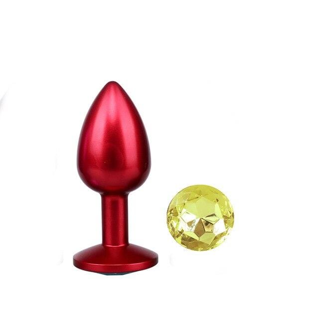 Metal Anal Plug Red Diamond Yellow