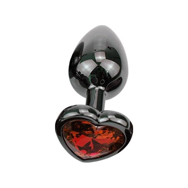Metal Anal Plug Red Heart Diamond