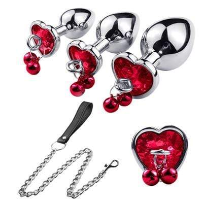 Metal Anal Plug Red With Clip