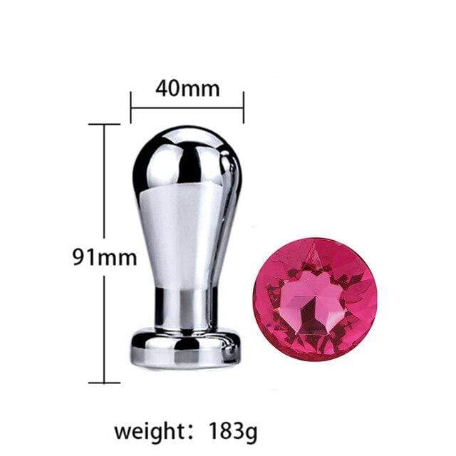 Metal Anal Plug Pink Diamond Bulb