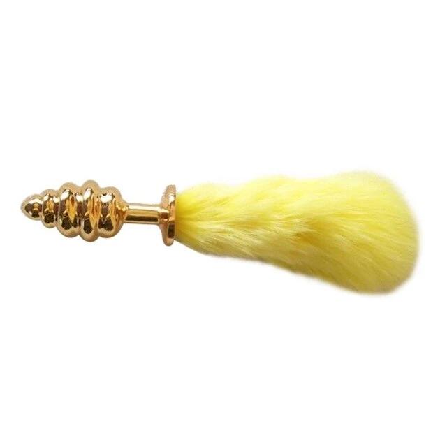 Rabbit Tail Anal Plug Yellow Luxury Version