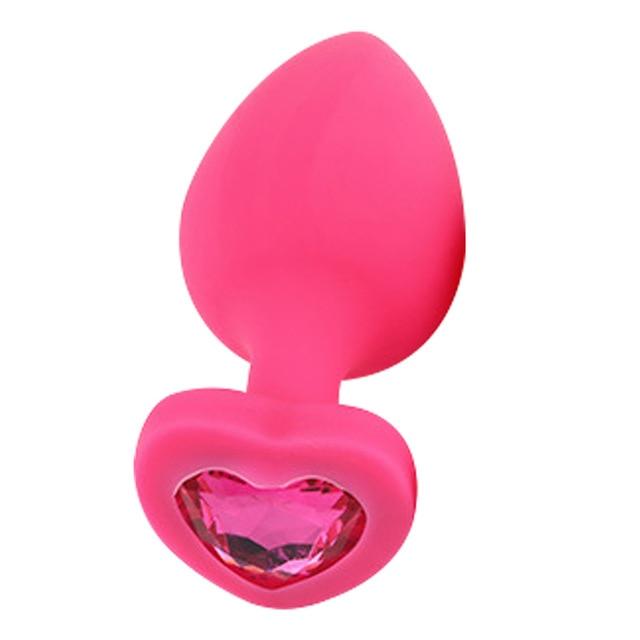 Silicone Anal Plug Pink Heart Diamond